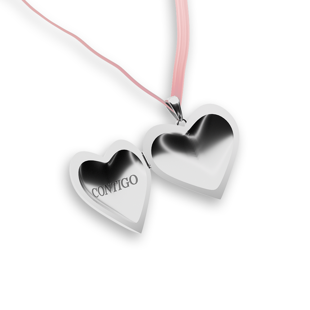 Contigo Locket Necklace (Pink Ribbon) Open