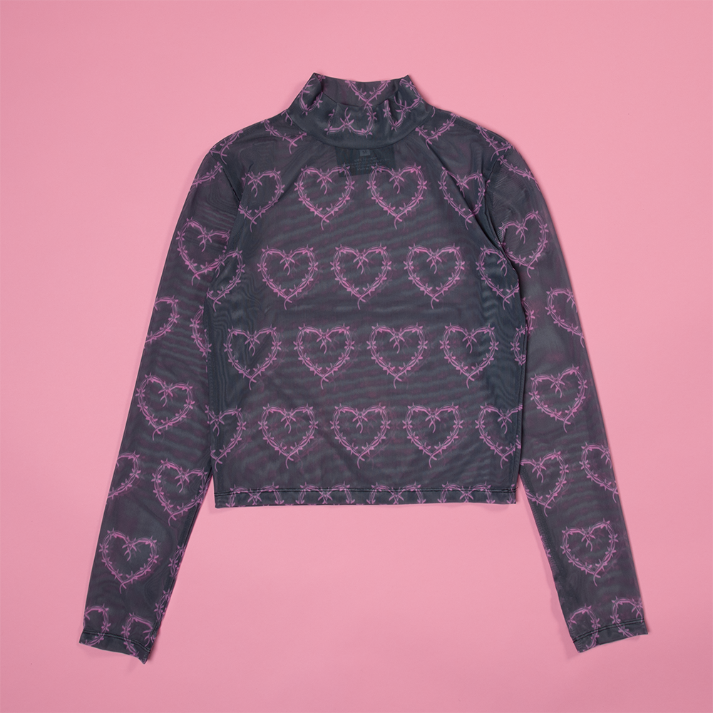 KG Heart Mesh Top (Black)