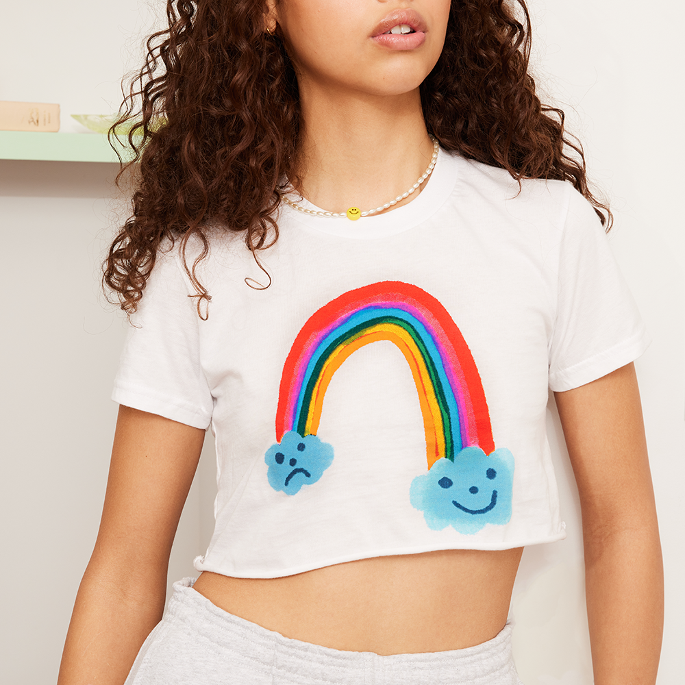 KG Rainbow Crop Top Model